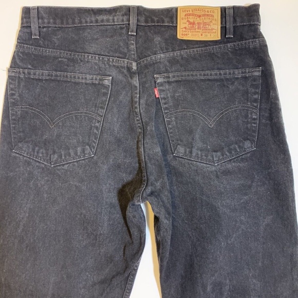 Vintage 90s Levis 505 Regular Straight Leg Grunge Black Denim Jeans Size 37x29.5 - Picture 5 of 10